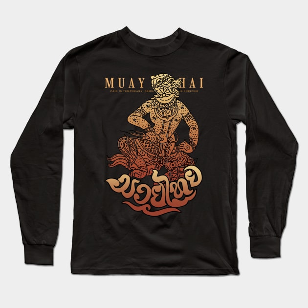 Muay Thai Tattoo The Monkey Long Sleeve T-Shirt by KewaleeTee